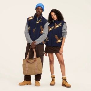 Woolrich x Target Adult Unisex S XL 2X 4X Duck Print Fleece Vest Navy Blue, NWT!